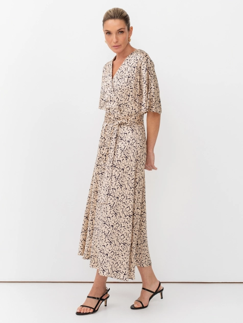 Платье с абстрактным принтом и имитацией запаха