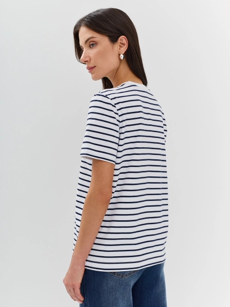 Футболка в полоску с принтом