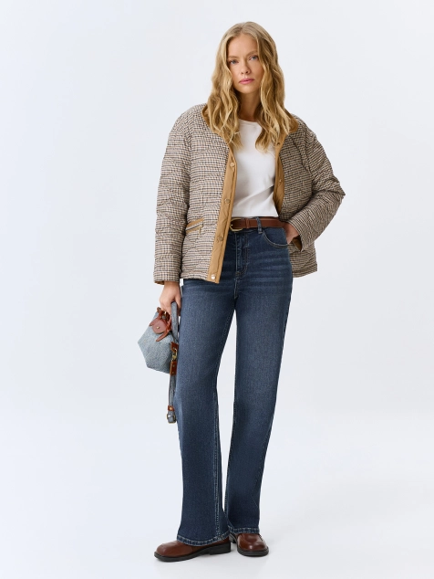 Утепленная куртка с принтом пье-де-пуль