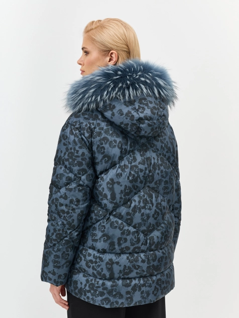 Куртка с принтом и  меховой опушкой