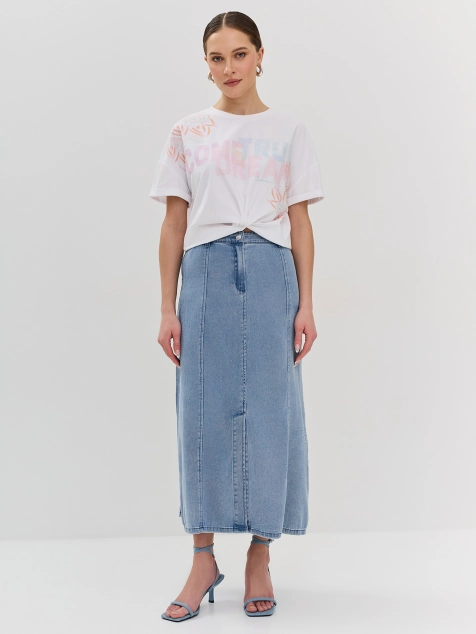 Свободная футболка из 100% хлопка с принтом