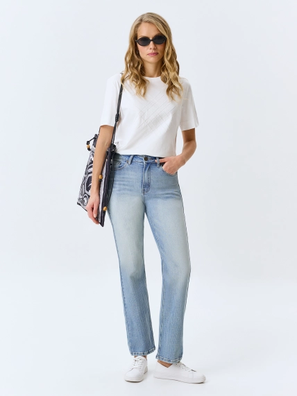 Джинсы Straight fit с мраморной варкой