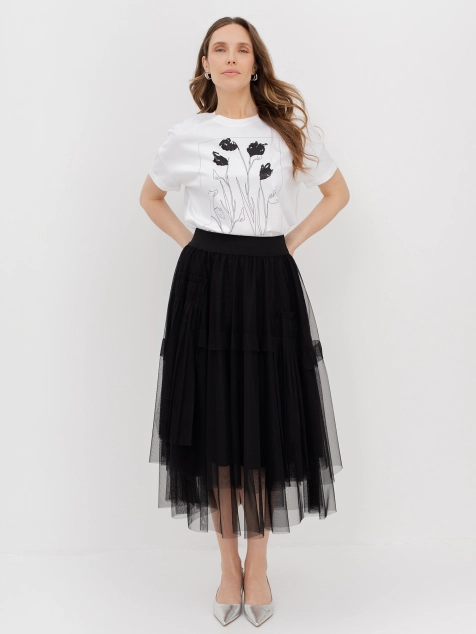 Многослойная юбка из сетки