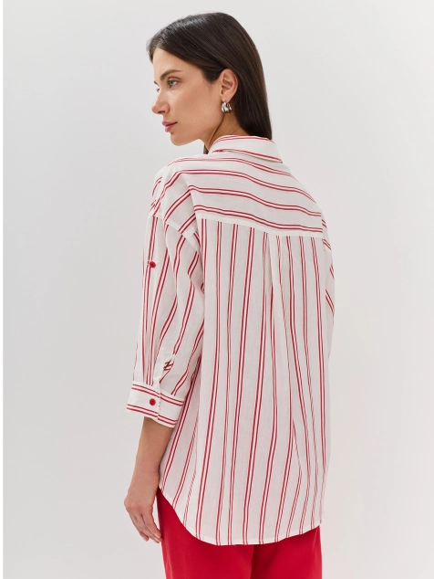 Рубашка из смесового льна в полоску