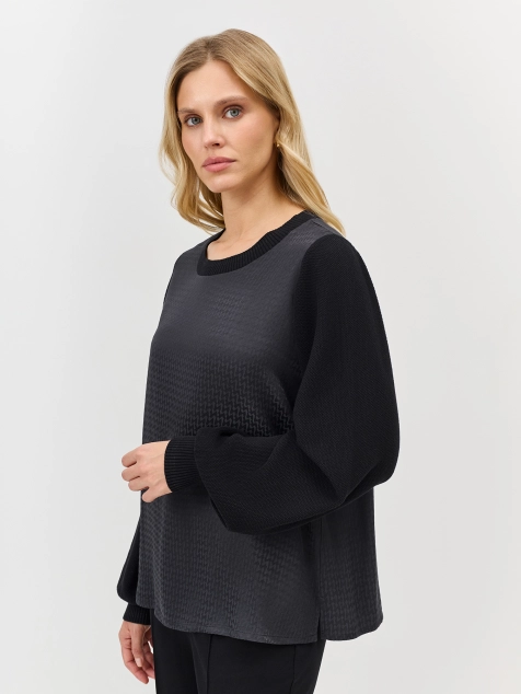 Комбинированная блузка из фактурной вискозы