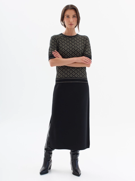 Жаккардовый джемпер с шерстью и ярким узором