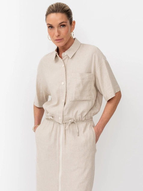 Рубашка с коротким рукавом из смесового льна
