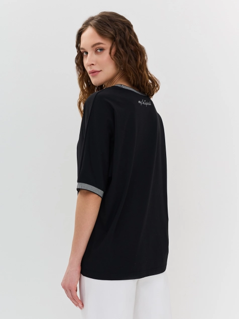 Трикотажная футболка с акцентным рибом