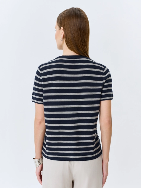 Джемпер в полоску с имитацией шарфа