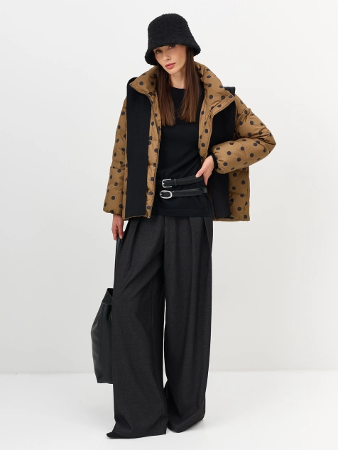 Куртка с принтом и вязаным шарфом-капюшоном