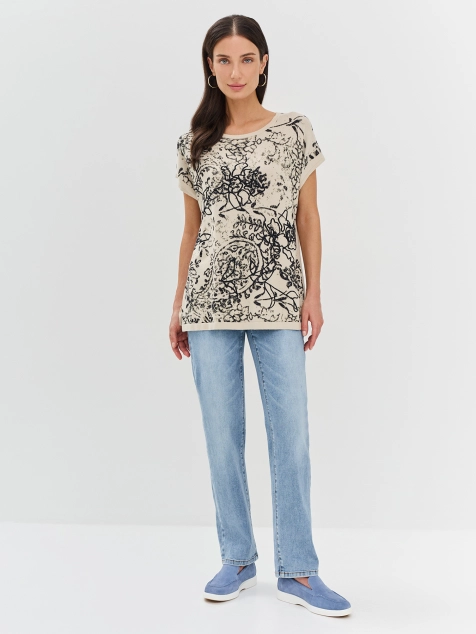 Вязаный топ с абстрактным принтом