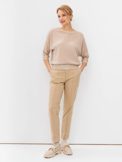 Джемпер из вязаного трикотажа с аппликацией из страз на рукавах