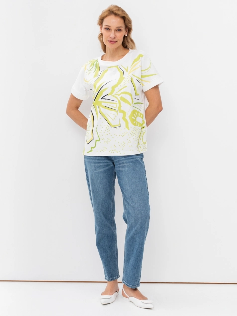 Джинсы с аппликацией из страз на карманах