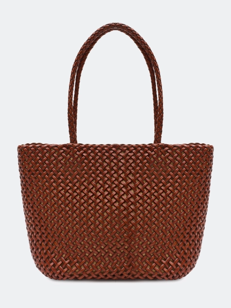 Плетеная сумка-шоппер из натуральной кожи