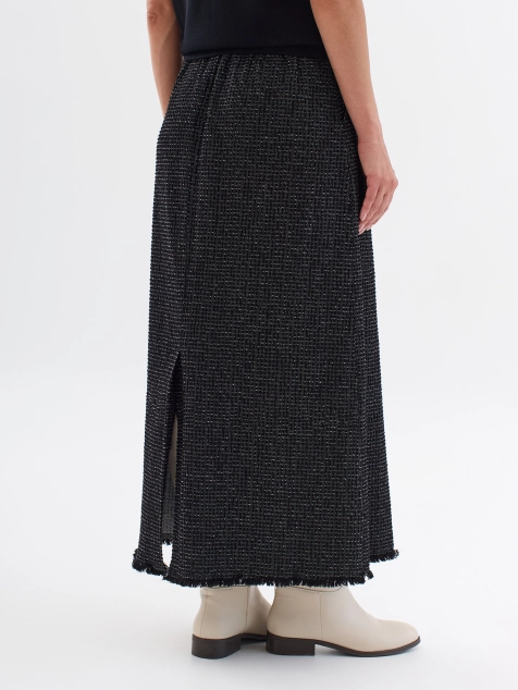 Твидовая юбка-миди прямого силуэта