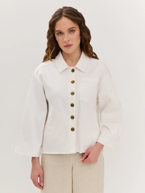 Укороченный жакет из тонкого денима