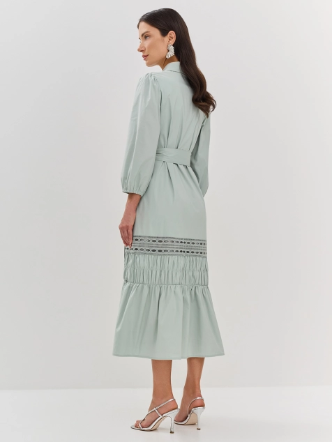 Платье-рубашка из 100% хлопка с кружевной отделкой