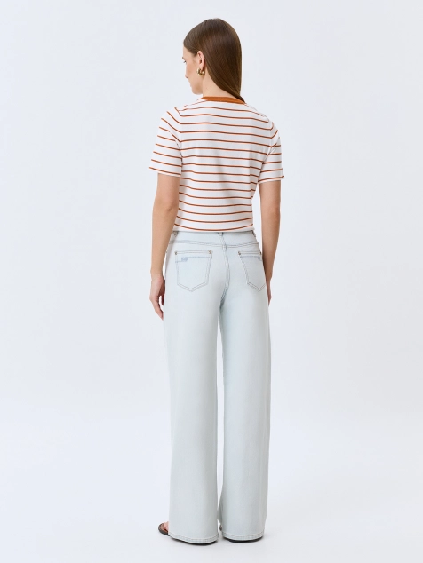 Джинсы Wide leg с акцентными лампасами