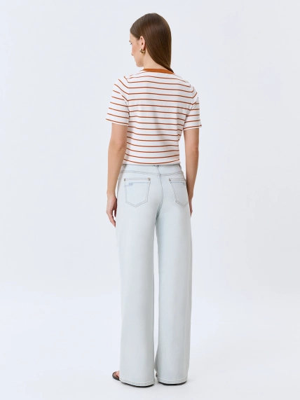 Джинсы Wide leg с акцентными лампасами