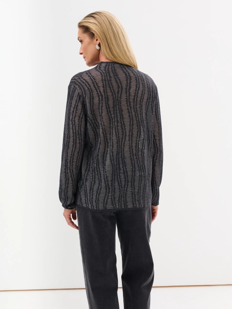 Тонкий джемпер с фактурной вязкой и деликатным люрексом