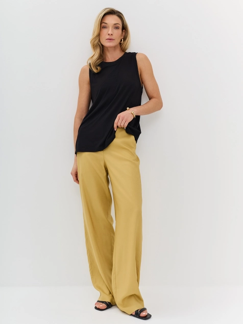 Брюки горчичного цвета из 100% тенселя
