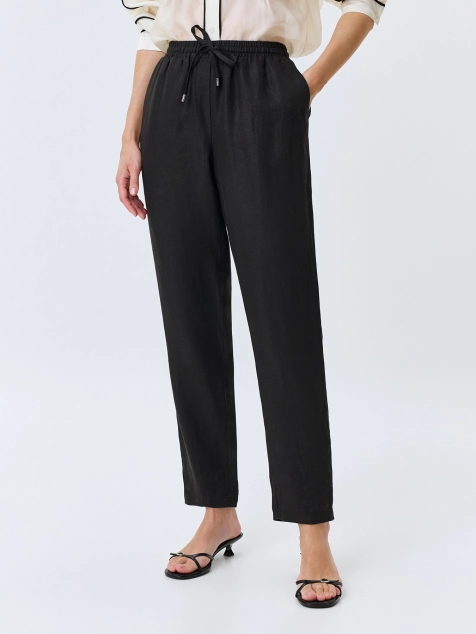 Зауженные брюки из 100% льна