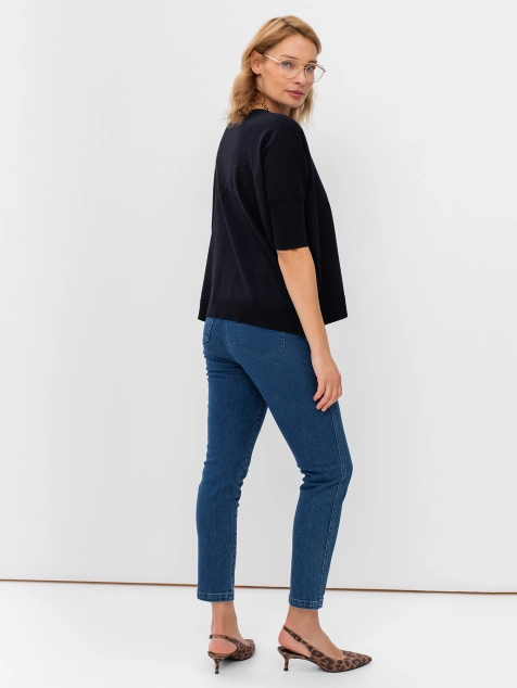 Джемпер из вязаного трикотажа с декором из страз на спине