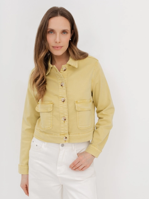 Яркий укороченный джинсовый жакет