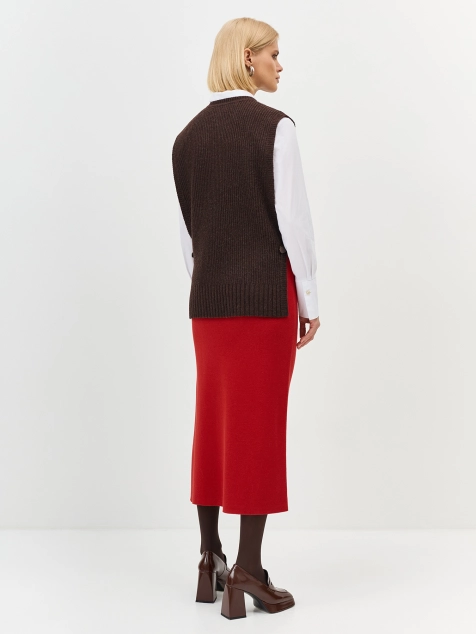 Жаккардовая юбка с  разрезом