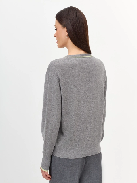 Меланжевый джемпер с ярким кантом