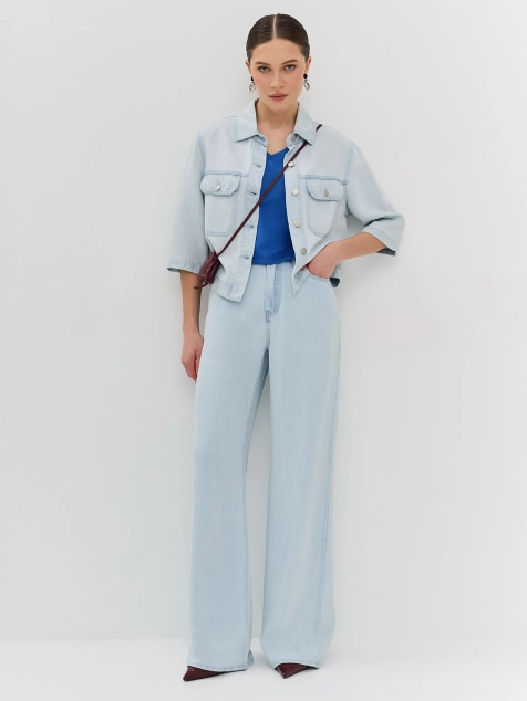 Укороченная джинсовая рубашка