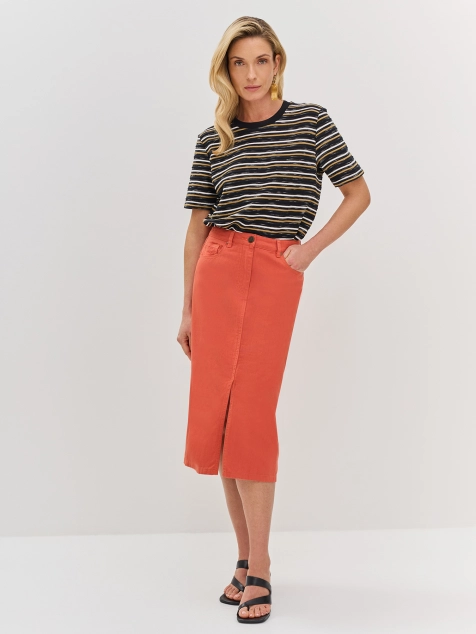 Джинсовая юбка в цвете терракот