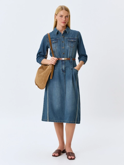 Джинсовое платье-рубашка