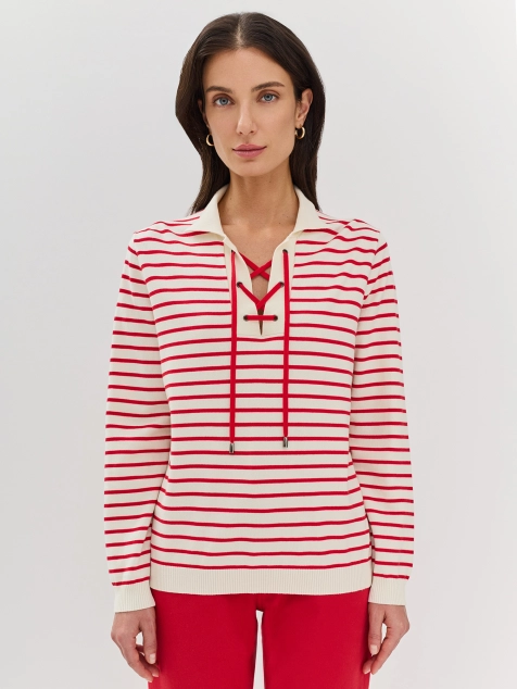 Джемпер в полоску с яркой шнуровкой