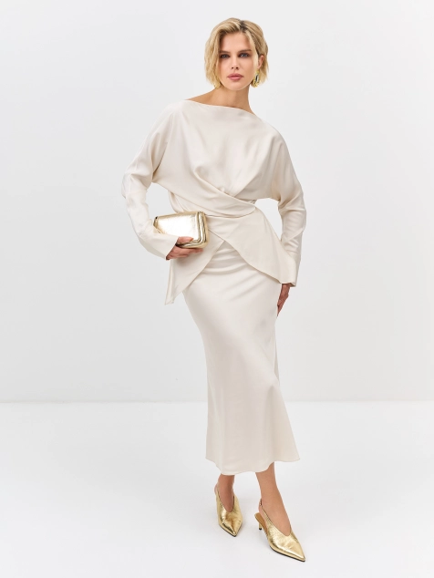 Шелковистая юбка-макси из 100% вискозы