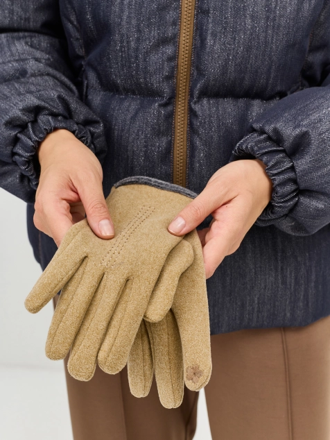 Трикотажные перчатки с вышивкой