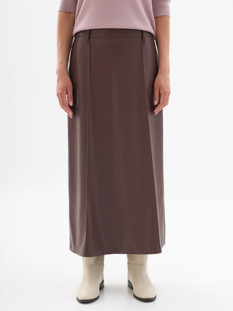 Юбка миди из экокожи