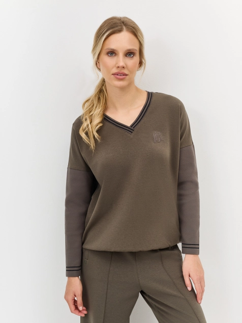 Свитшот из модала с V-образным вырезом