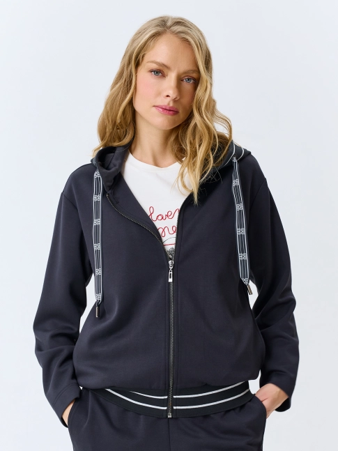 Худи на молнии с брендированной тесьмой
