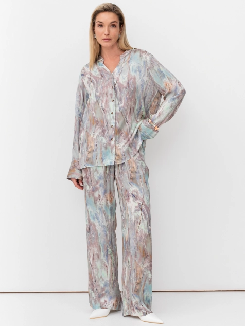 Брюки из вискозы с абстрактным принтом