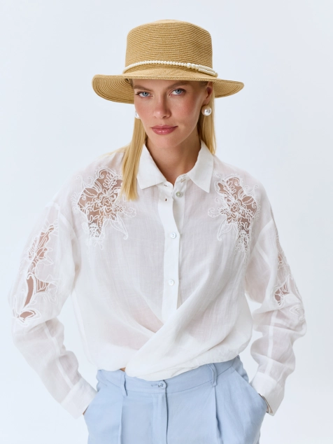 Шляпа-канотье с жемчужинами