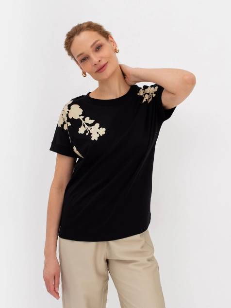 Футболка с цветочным принтом из 100% хлопка