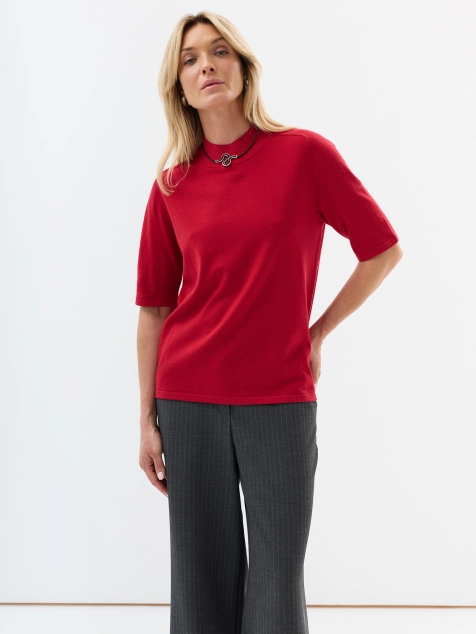 Шерстяной джемпер с укороченным рукавом