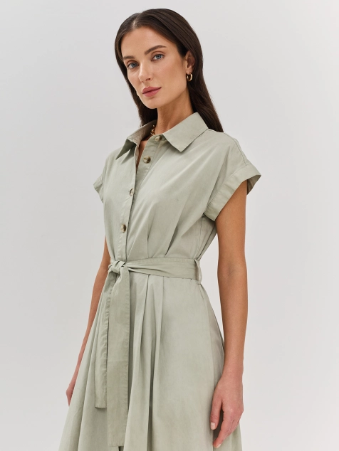 Платье-рубашка из 100% хлопка с коротким рукавом