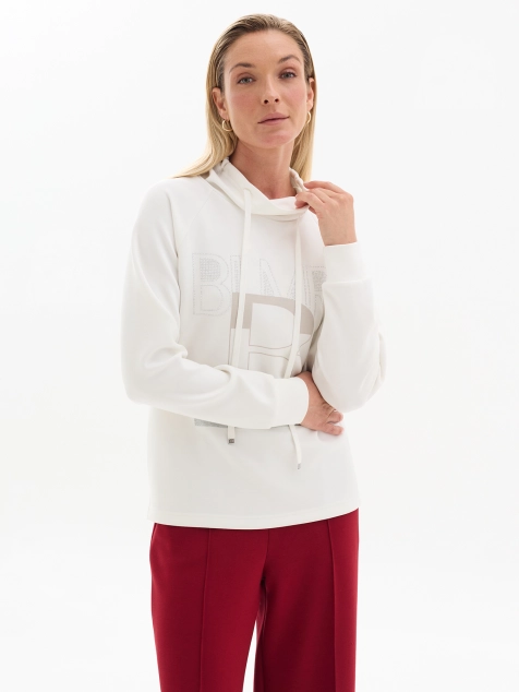 Свитшот с монохромным принтом и воротником стойкой