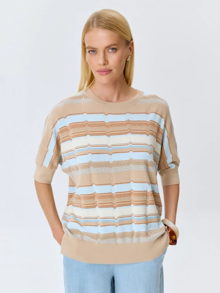 Джемпер из модала в яркую полоску