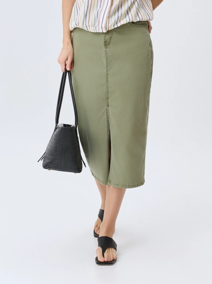 Оливковая джинсовая юбка