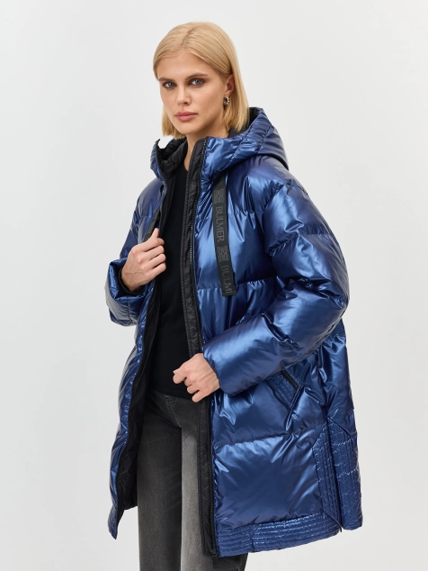 Укороченный пуховик с эффектом металлик