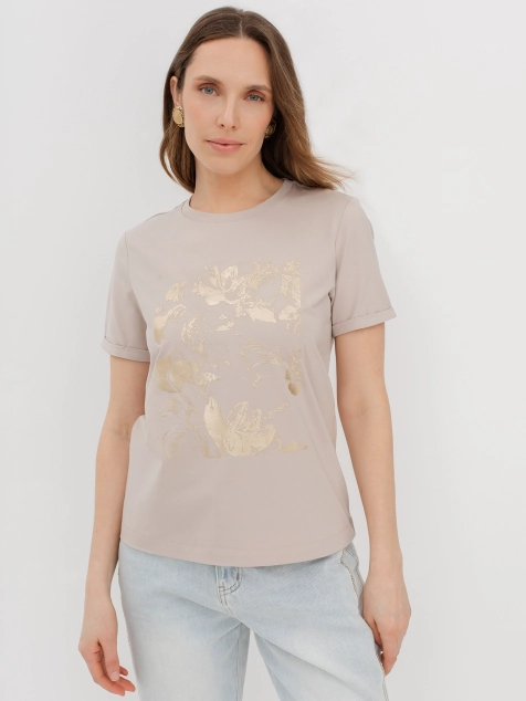 Футболка с объемным фольгированным принтом