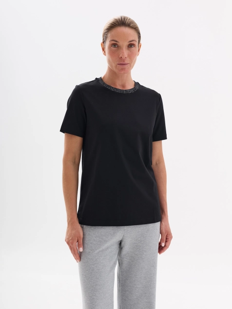 Футболка из модала с люрексом по горловине